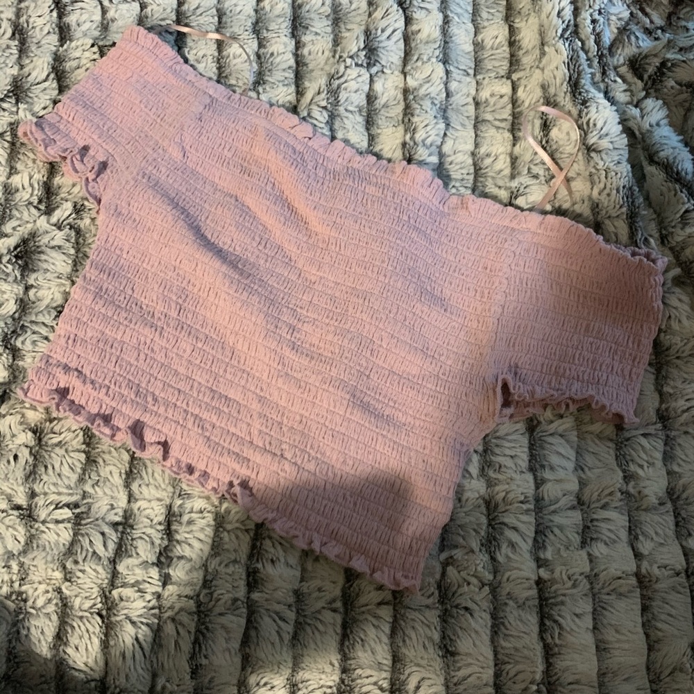 pink off the shoulder crop top